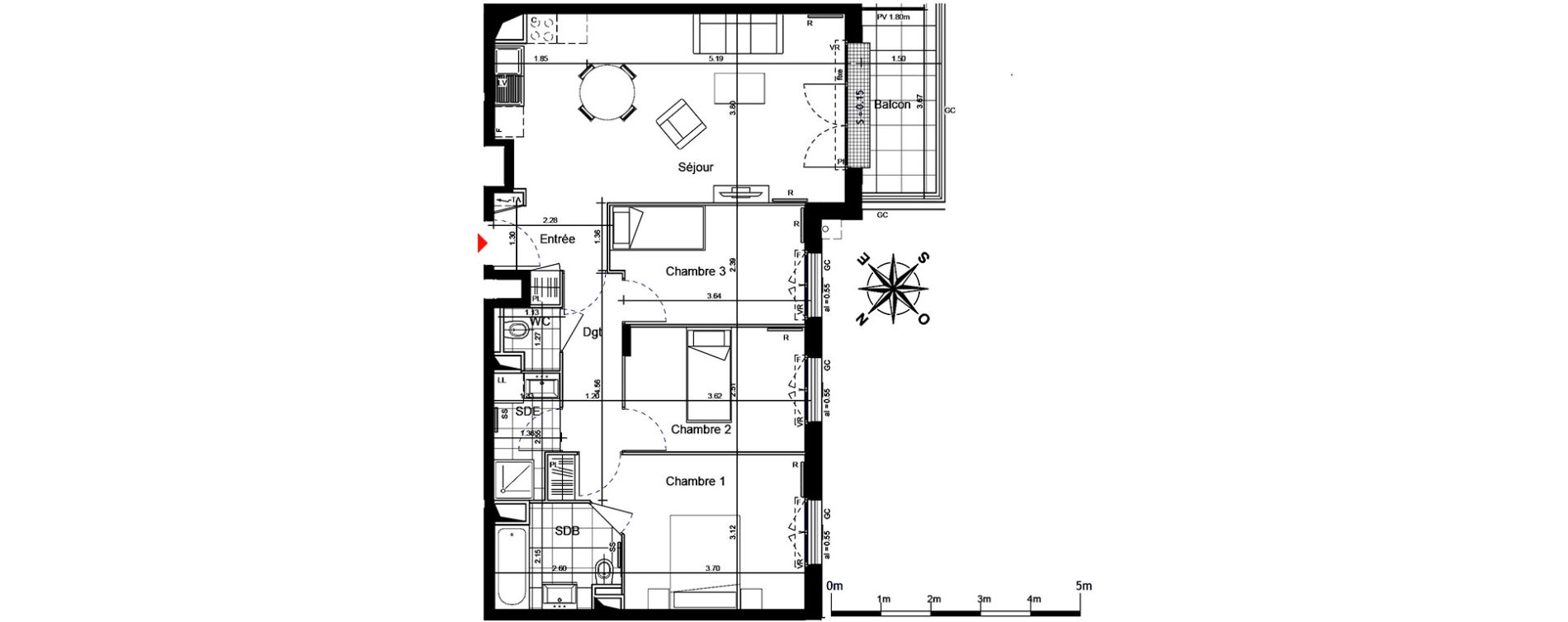 Appartement T4 de 73,65 m2 &agrave; Franconville Centre