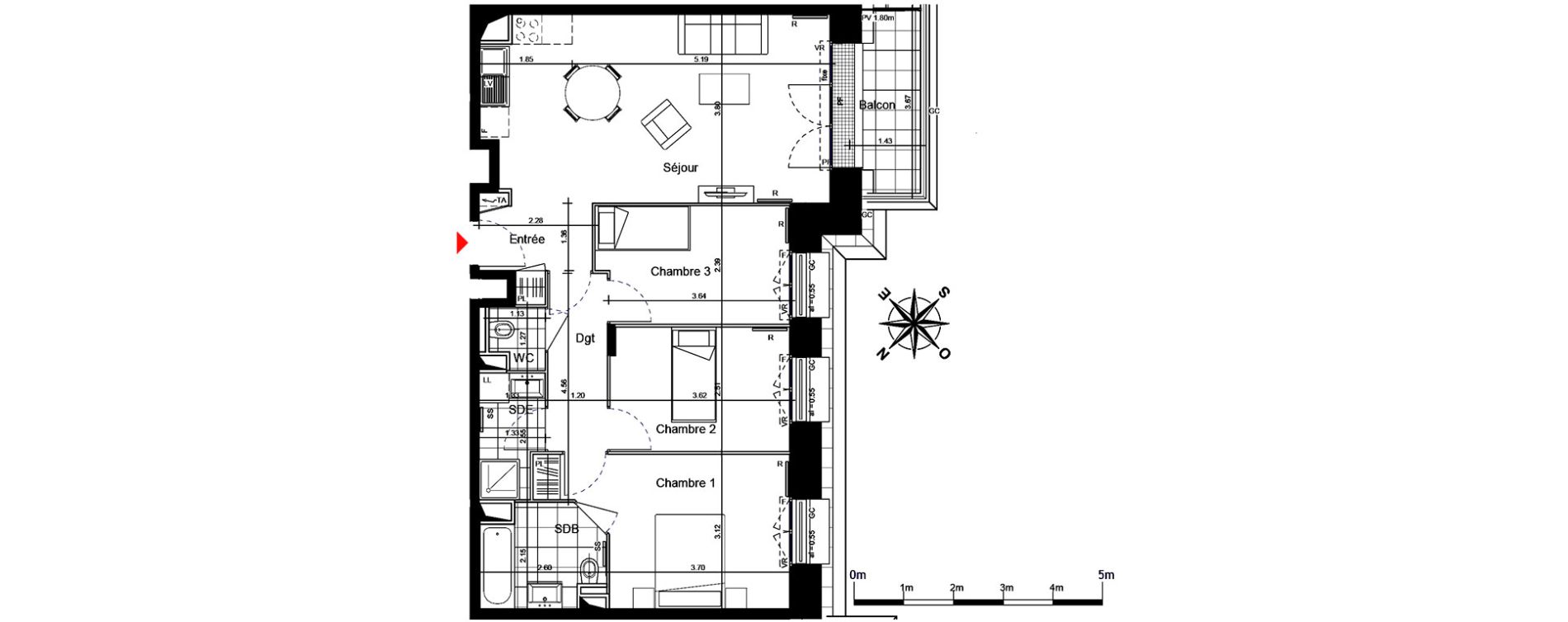Appartement T4 de 73,65 m2 &agrave; Franconville Centre