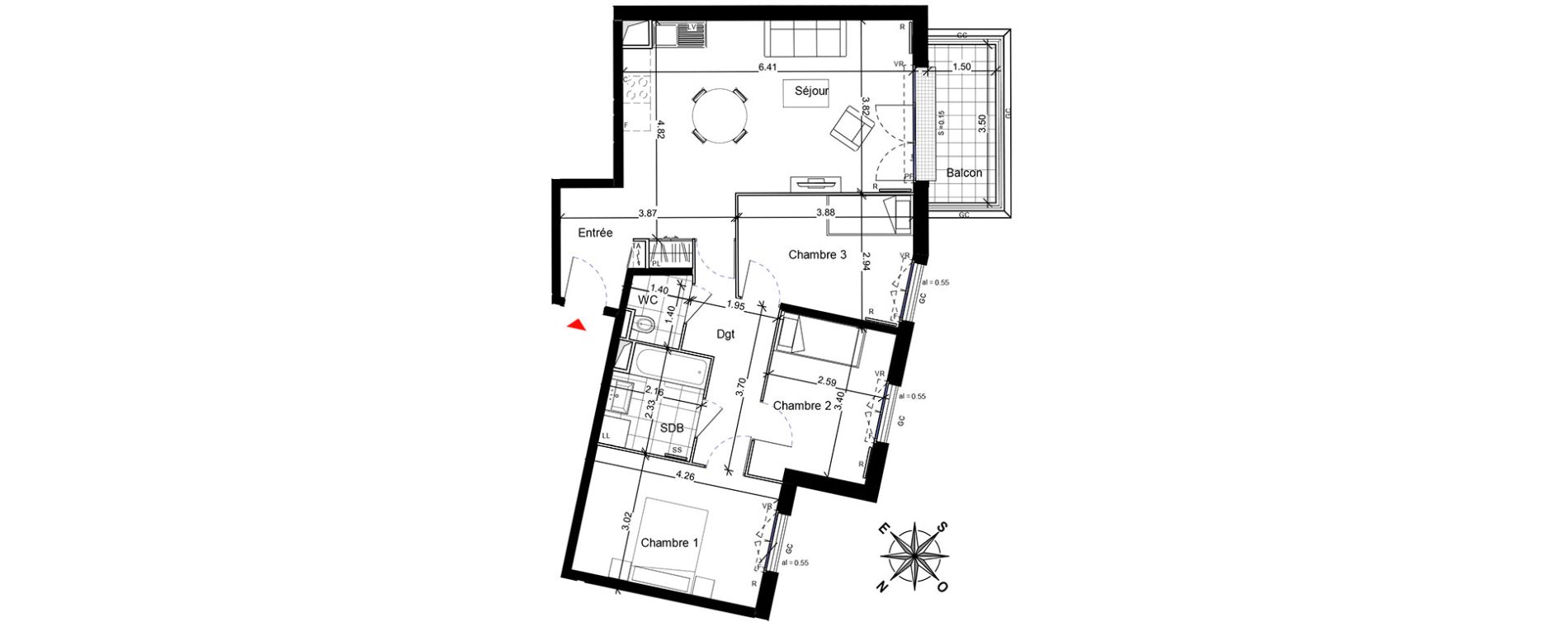 Appartement T4 de 74,61 m2 &agrave; Franconville Centre