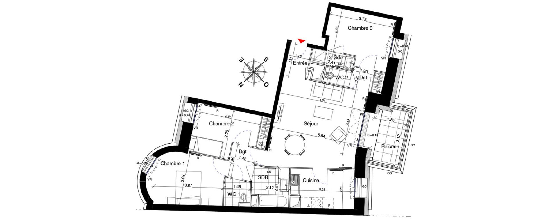 Appartement T4 de 79,53 m2 &agrave; Franconville Centre