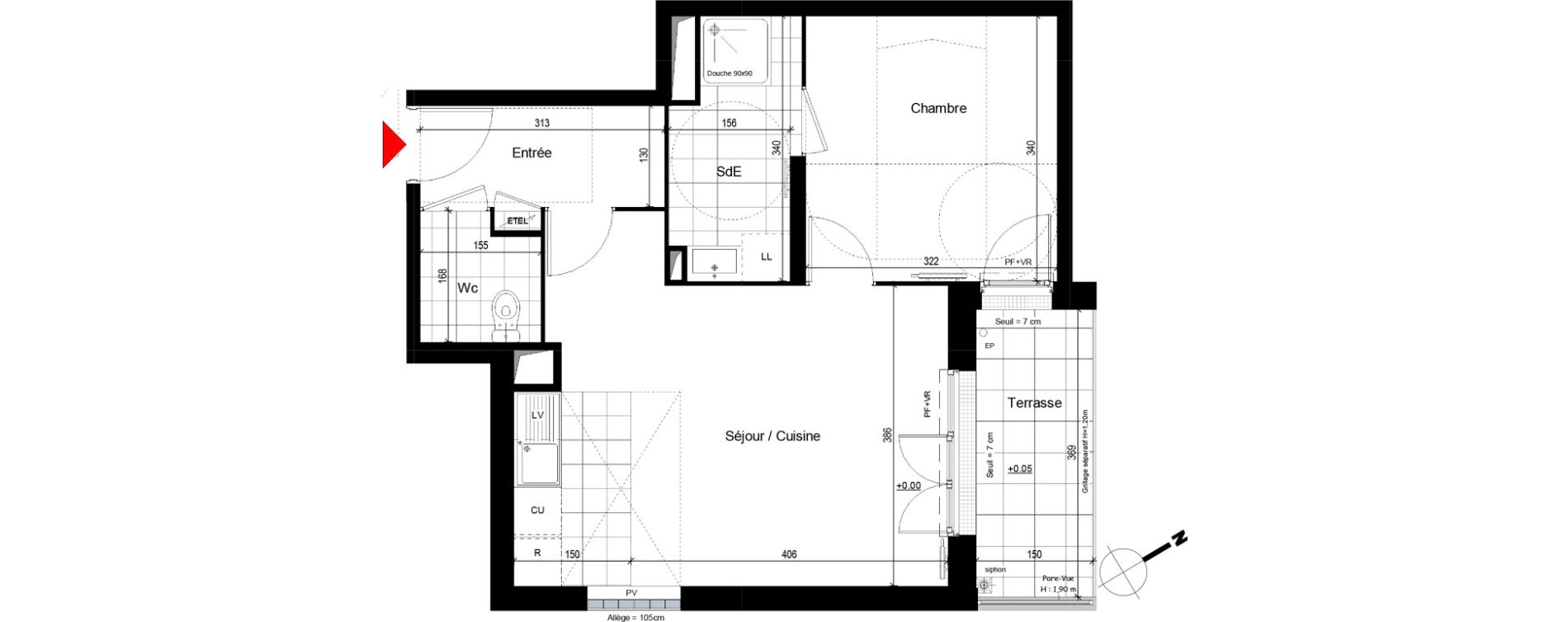 Appartement T2 de 44,66 m2 &agrave; Franconville Centre
