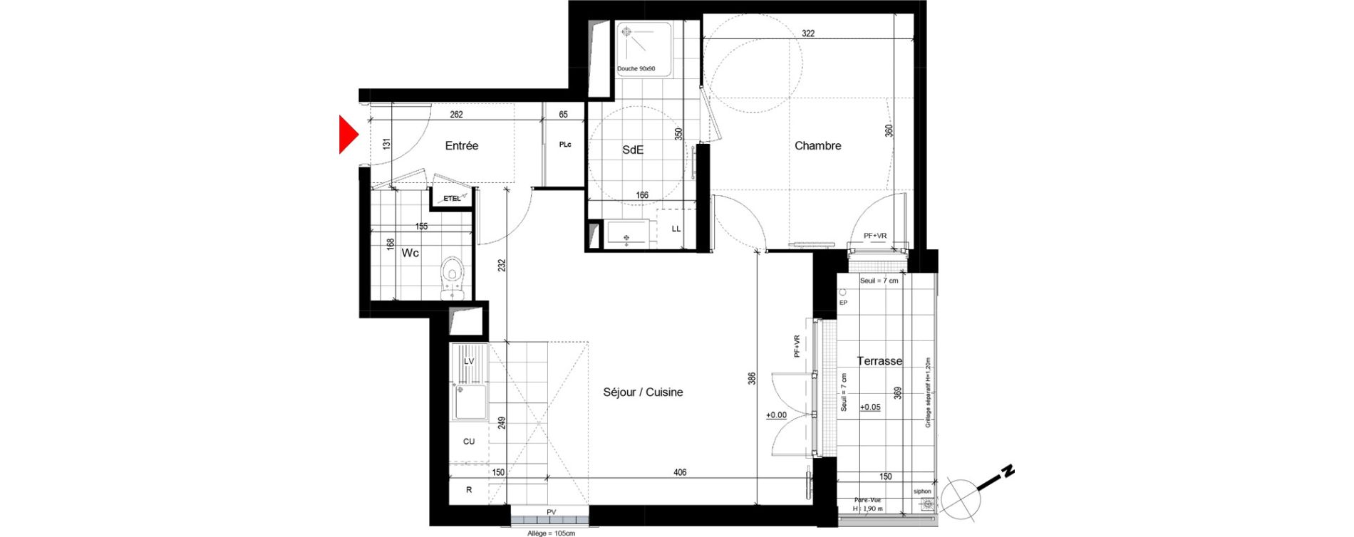 Appartement T2 de 45,74 m2 &agrave; Franconville Centre