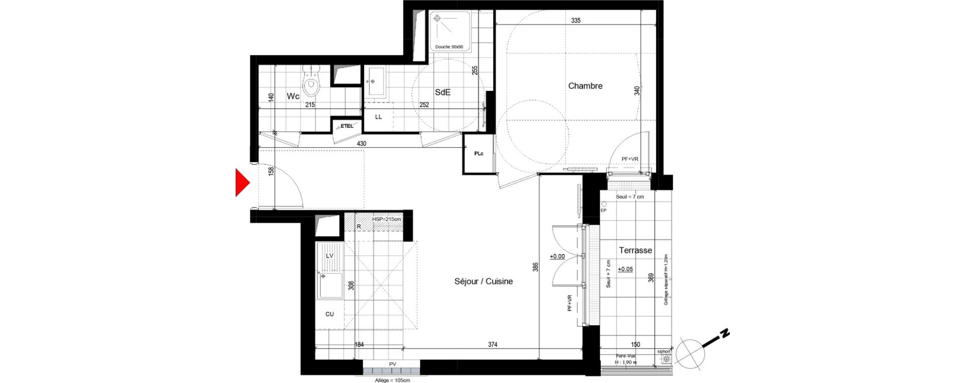 Appartement T2 de 45,05 m2 &agrave; Franconville Centre