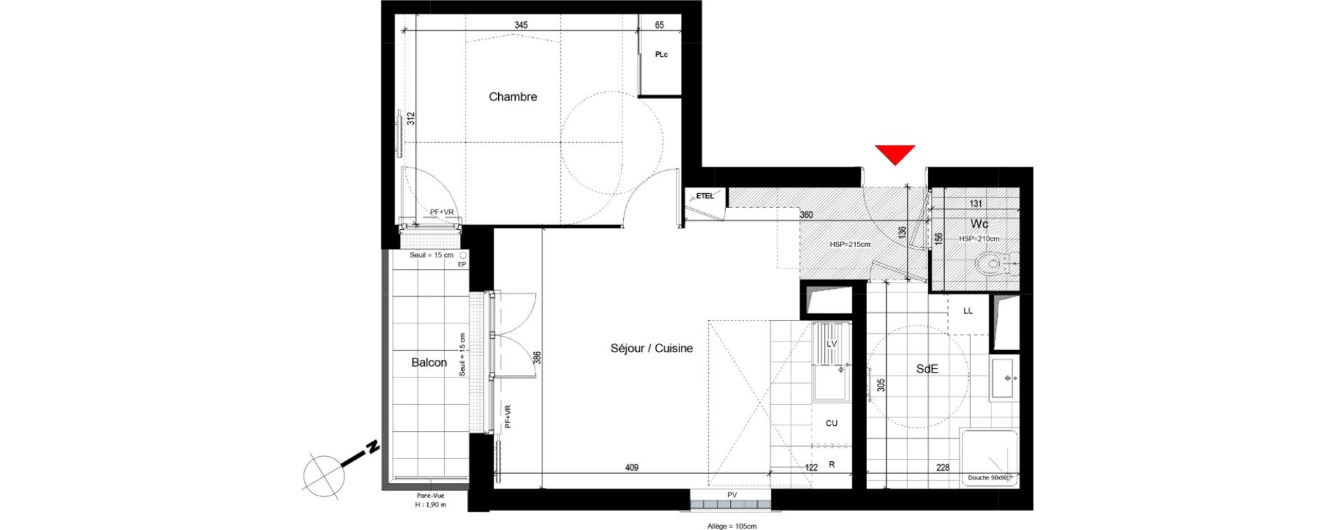 Appartement T2 de 44,39 m2 &agrave; Franconville Centre
