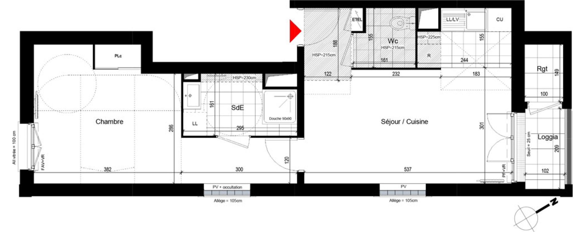 Appartement T2 de 44,50 m2 &agrave; Franconville Centre
