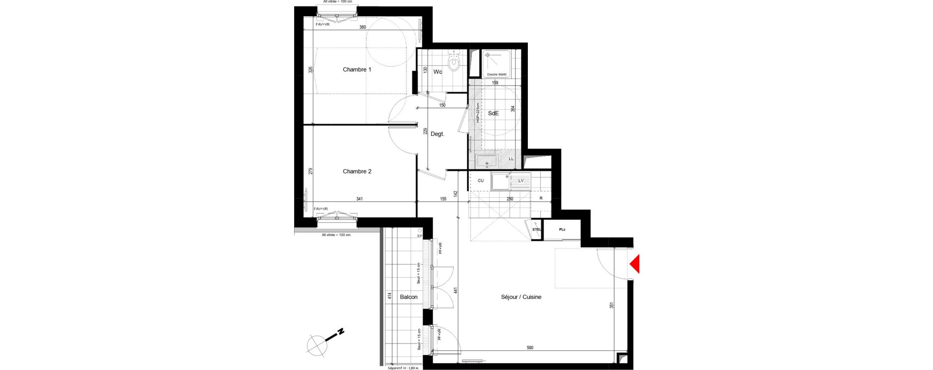 Appartement T3 de 61,59 m2 &agrave; Franconville Centre