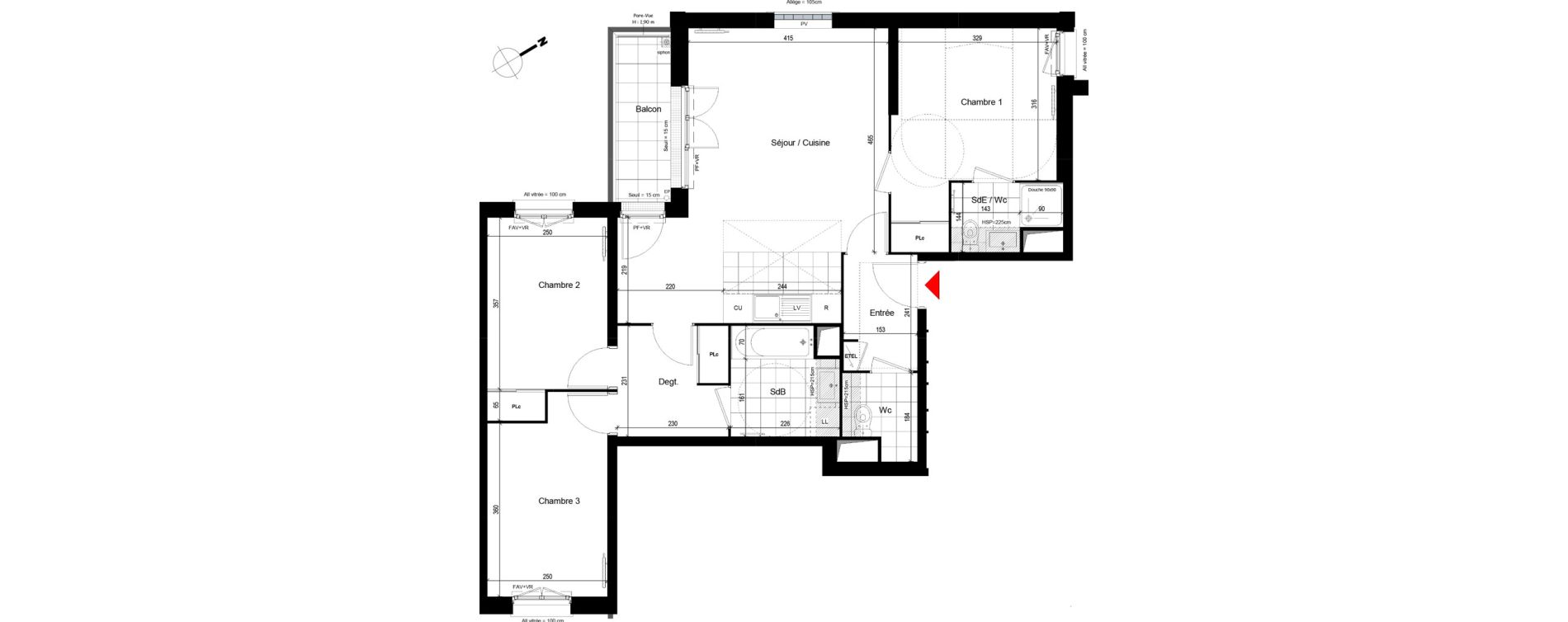 Appartement T4 de 78,01 m2 à Franconville Centre