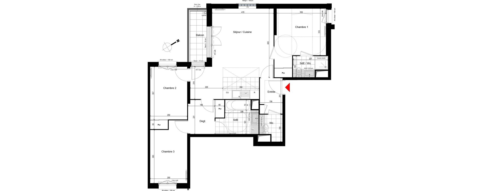 Appartement T4 de 78,50 m2 &agrave; Franconville Centre