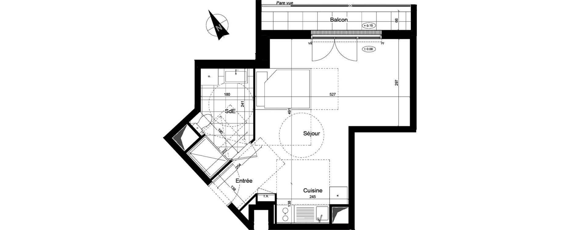 Appartement T1 de 32,60 m2 &agrave; Franconville Mare des noues