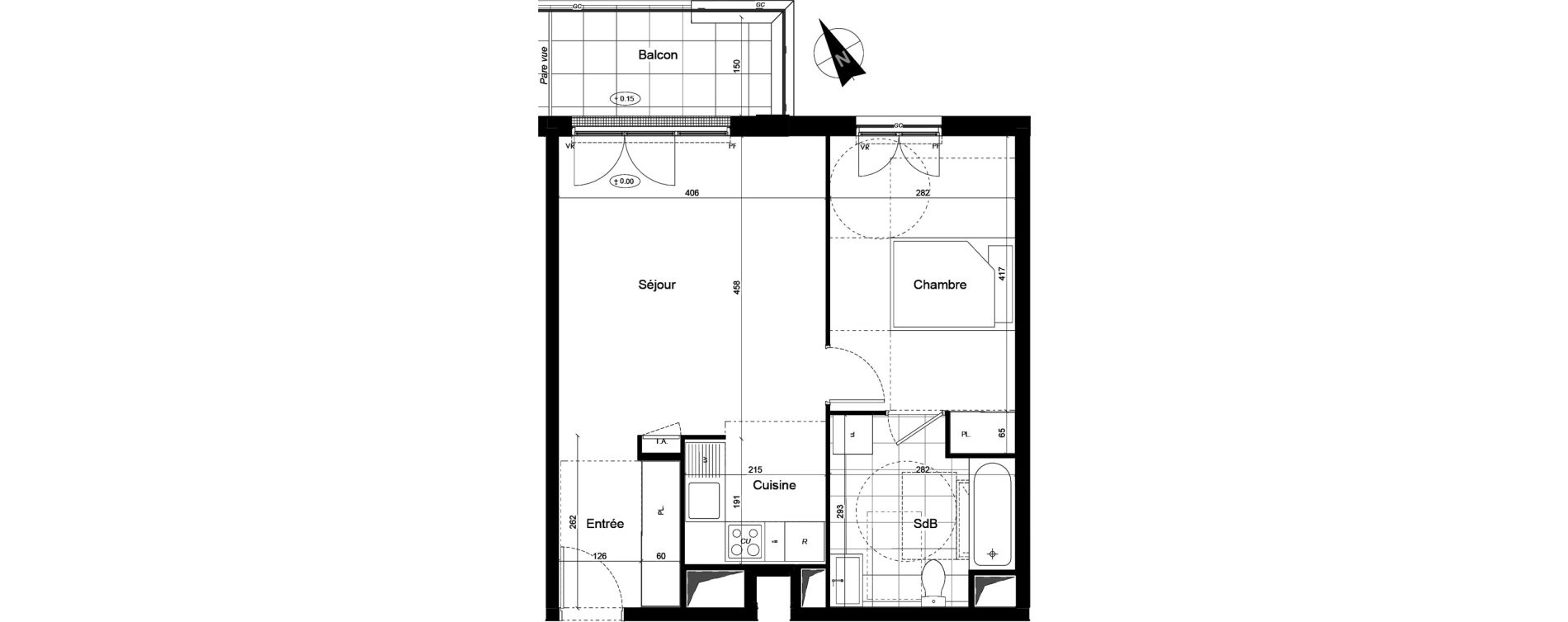 Appartement T2 de 46,97 m2 &agrave; Franconville Mare des noues