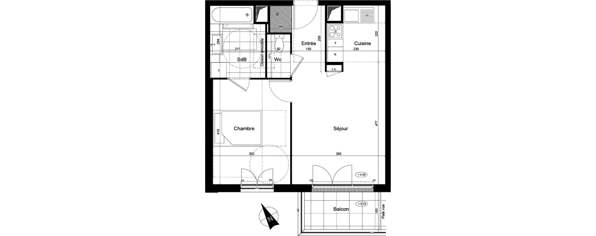 Appartement T2 de 45,39 m2 &agrave; Franconville Mare des noues