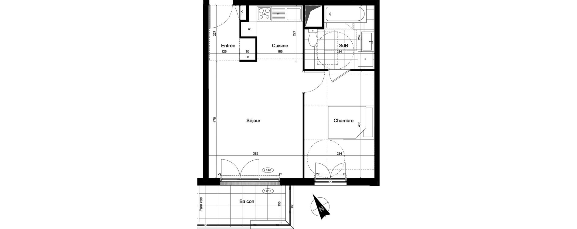 Appartement T2 de 45,11 m2 &agrave; Franconville Mare des noues