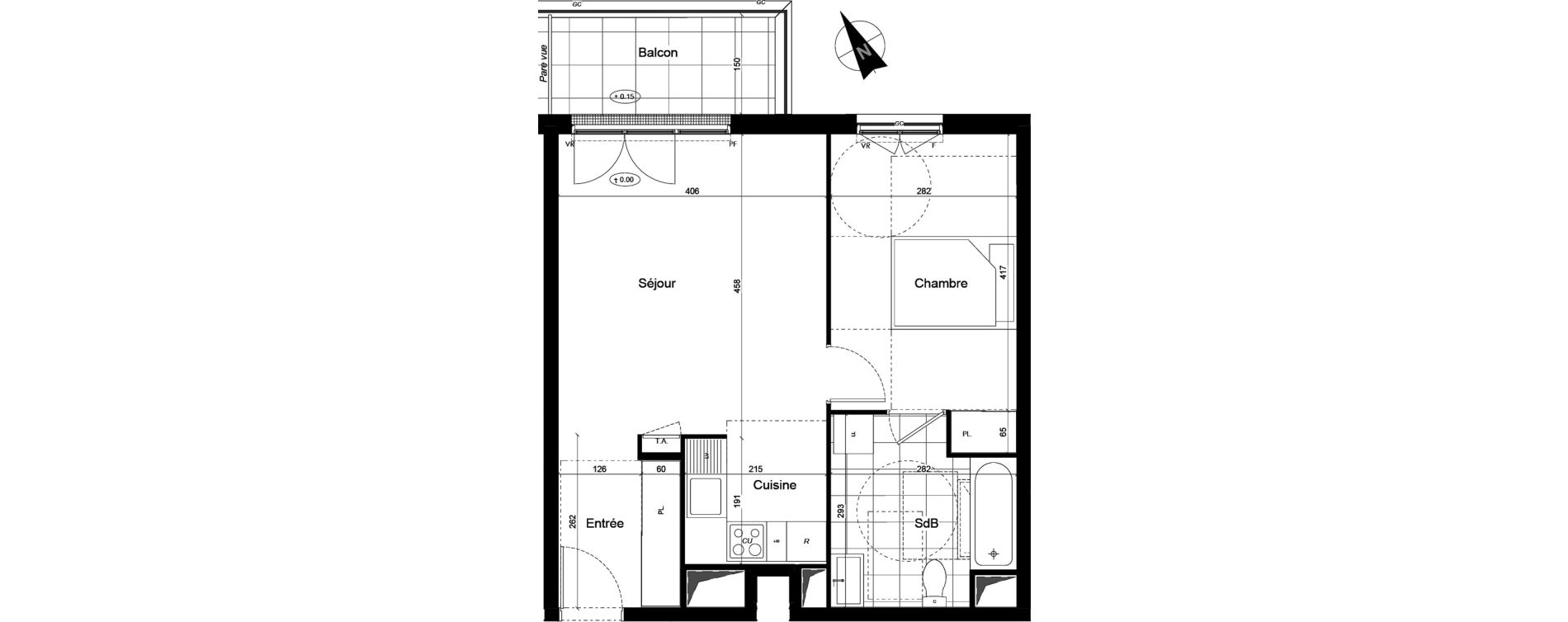 Appartement T2 de 46,96 m2 &agrave; Franconville Mare des noues