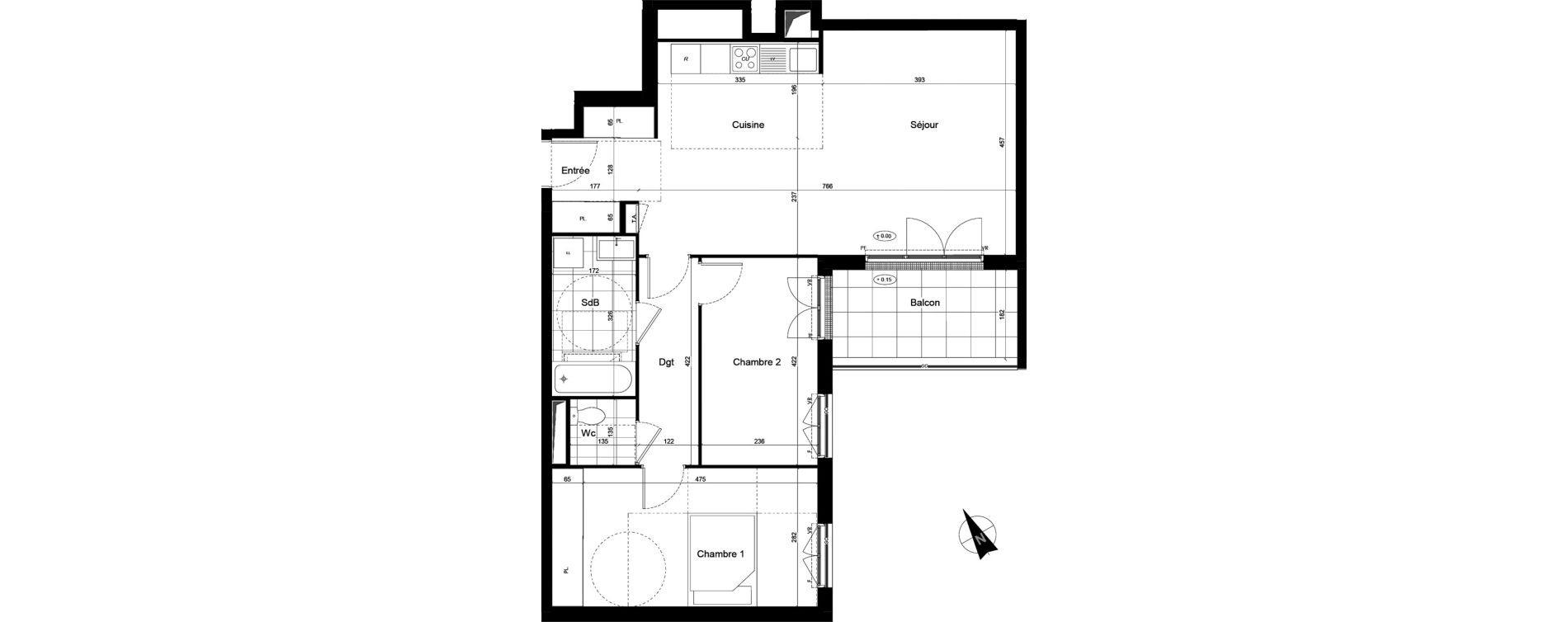 Appartement T3 de 75,06 m2 &agrave; Franconville Mare des noues