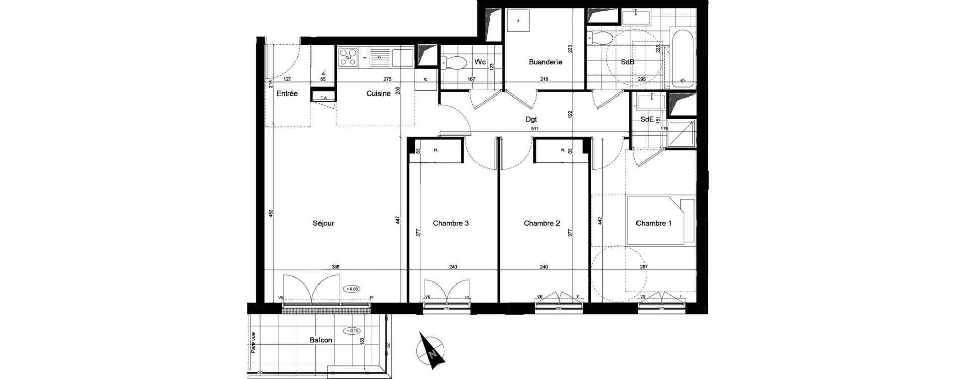 Appartement T4 de 82,88 m2 &agrave; Franconville Mare des noues