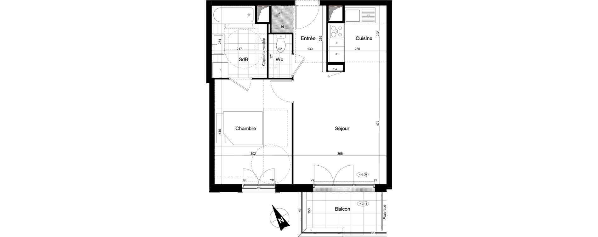 Appartement T2 de 45,39 m2 &agrave; Franconville Mare des noues