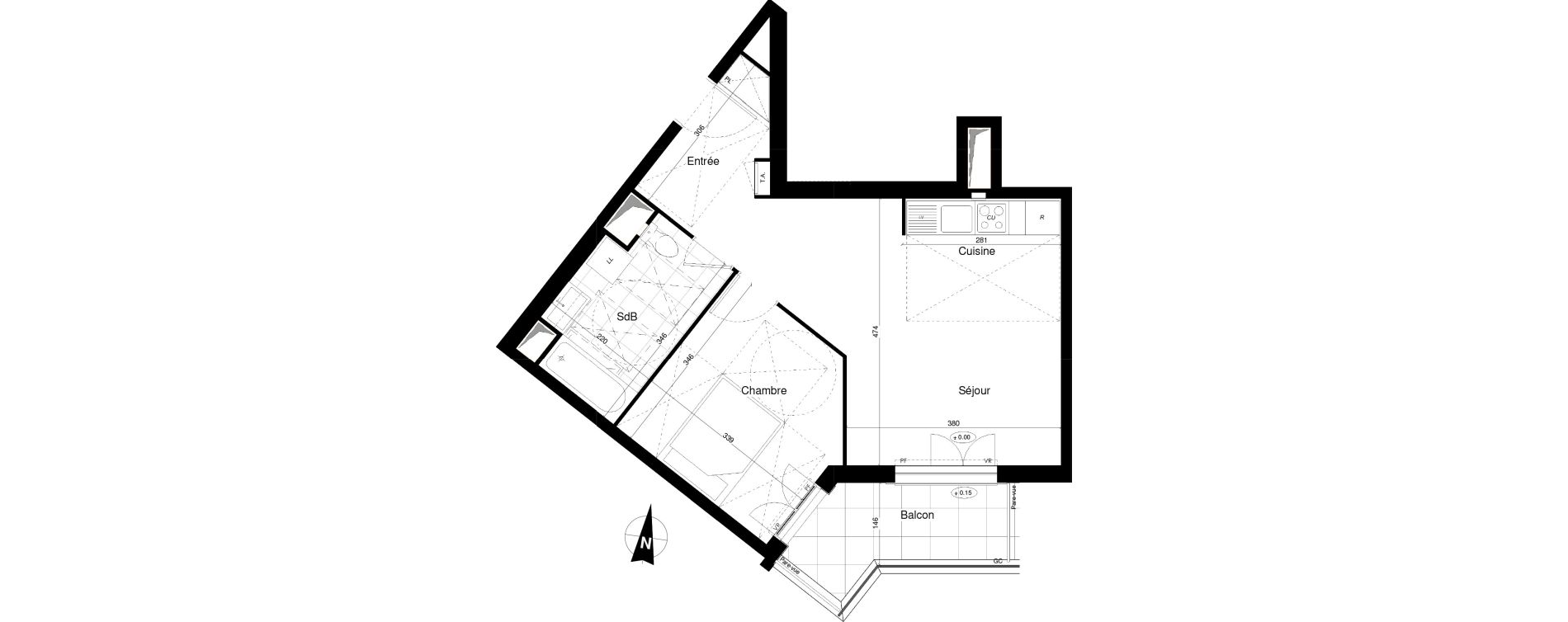 Appartement T2 de 44,53 m2 &agrave; Franconville Mare des noues