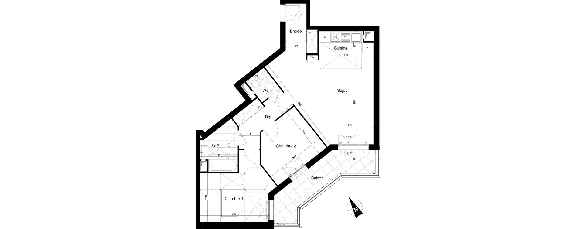 Appartement T3 de 69,16 m2 &agrave; Franconville Mare des noues