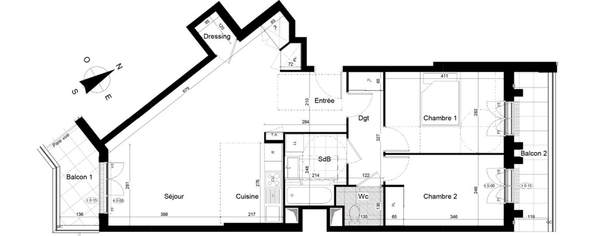 Appartement T3 de 71,34 m2 &agrave; Franconville Mare des noues