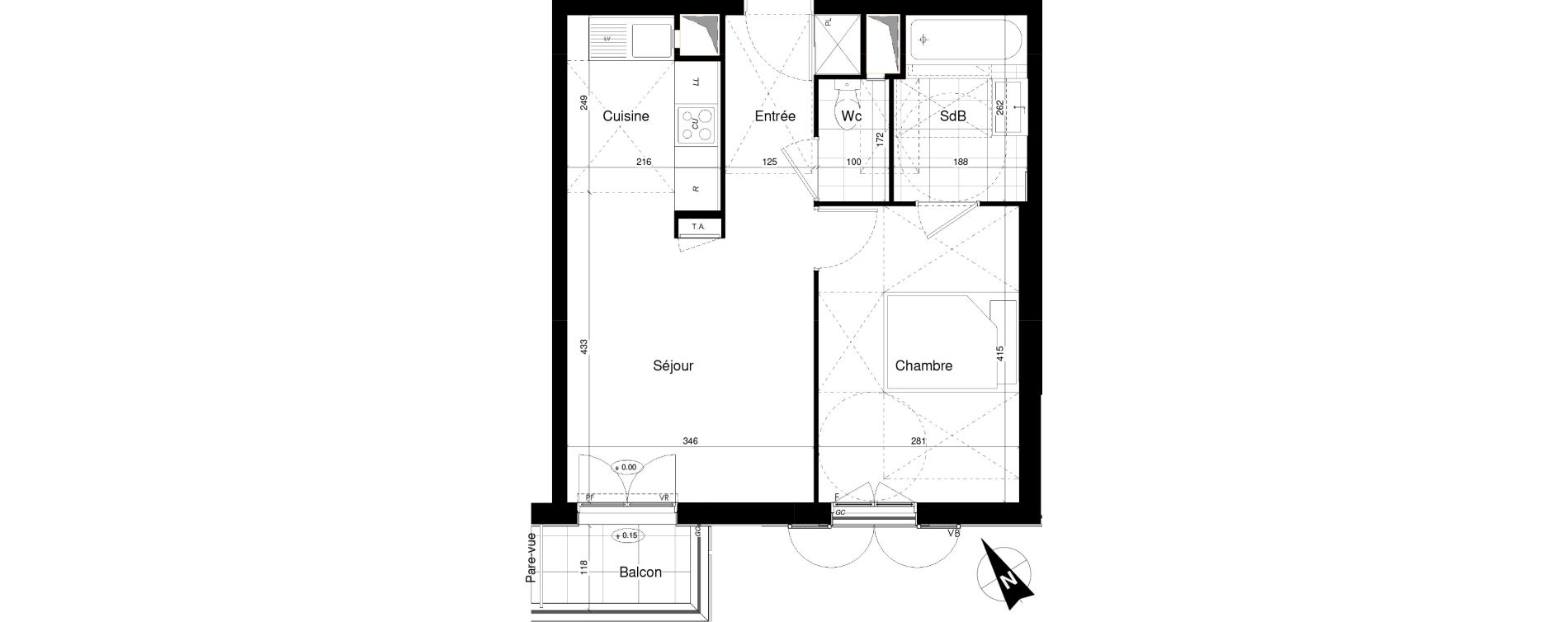 Appartement T2 de 41,49 m2 &agrave; Franconville Mare des noues