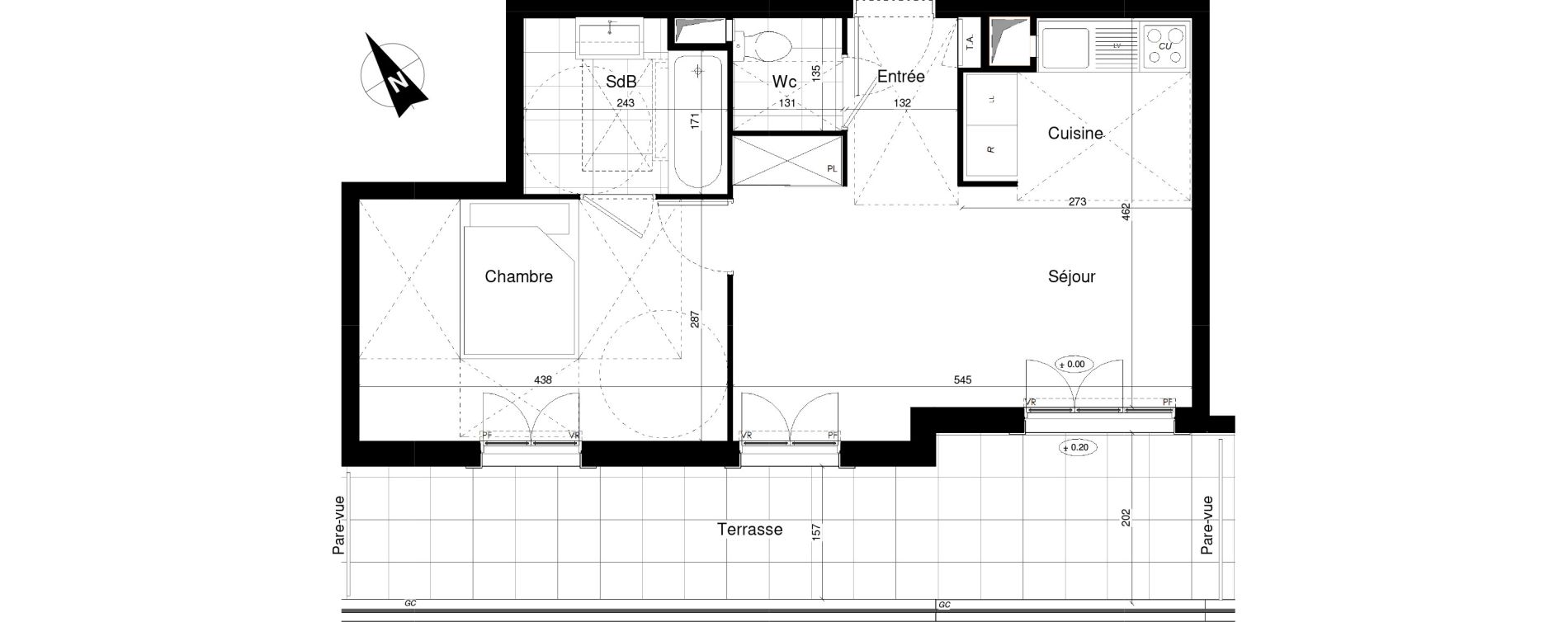 Appartement T2 de 42,54 m2 &agrave; Franconville Mare des noues