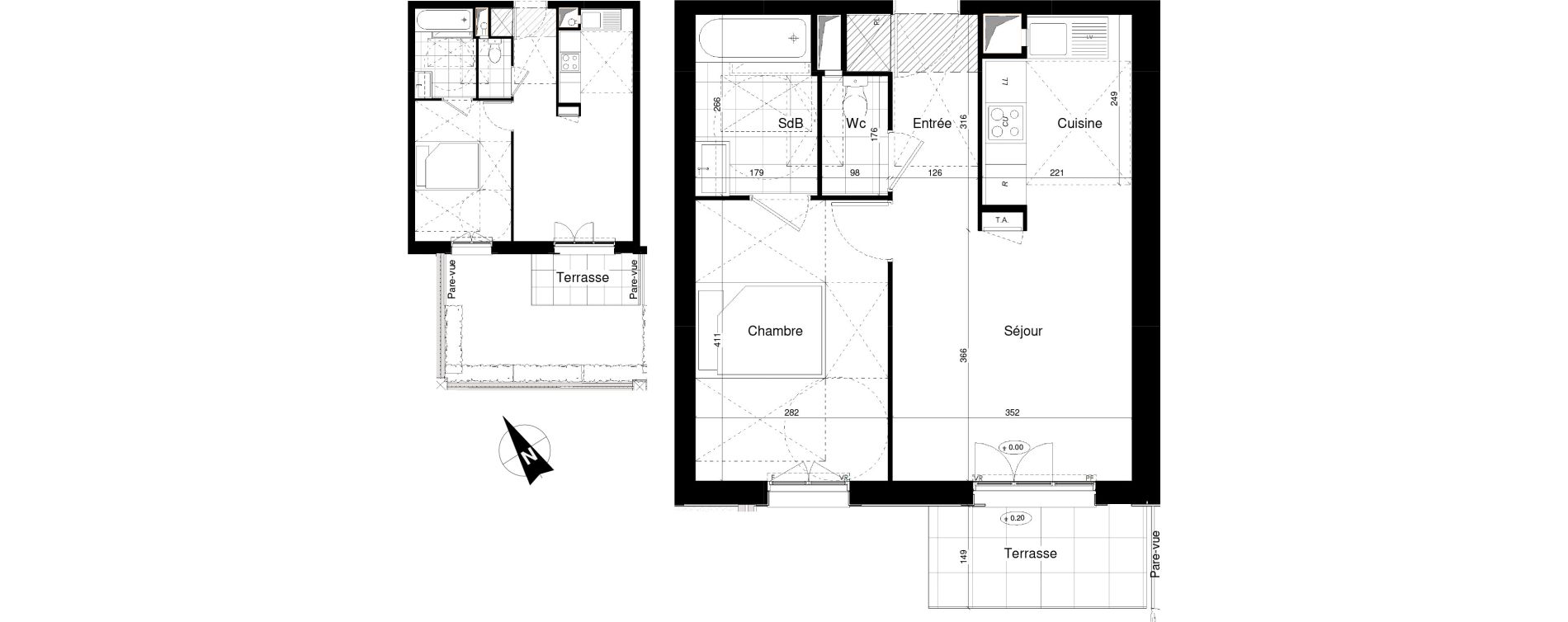 Appartement T2 de 41,75 m2 &agrave; Franconville Mare des noues