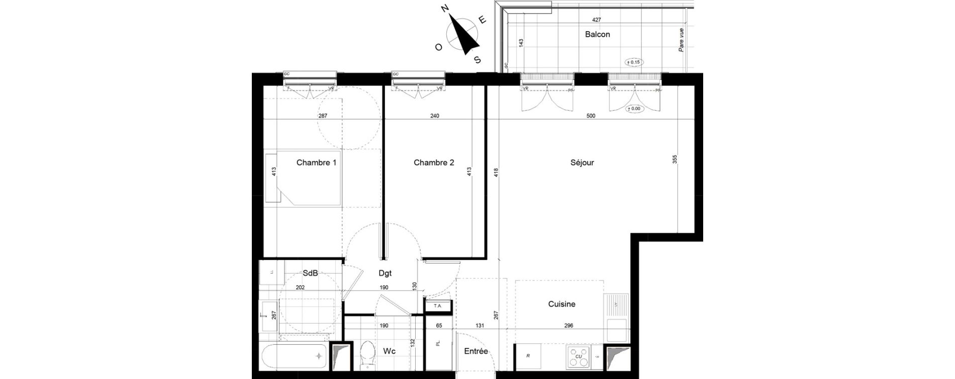 Appartement T3 de 64,27 m2 &agrave; Franconville Mare des noues