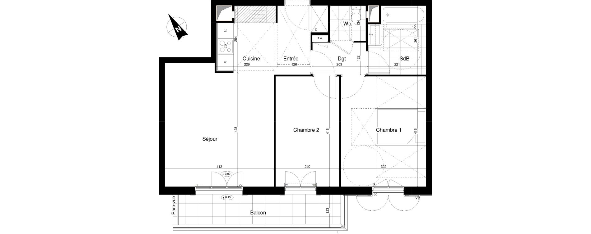 Appartement T3 de 60,77 m2 &agrave; Franconville Mare des noues