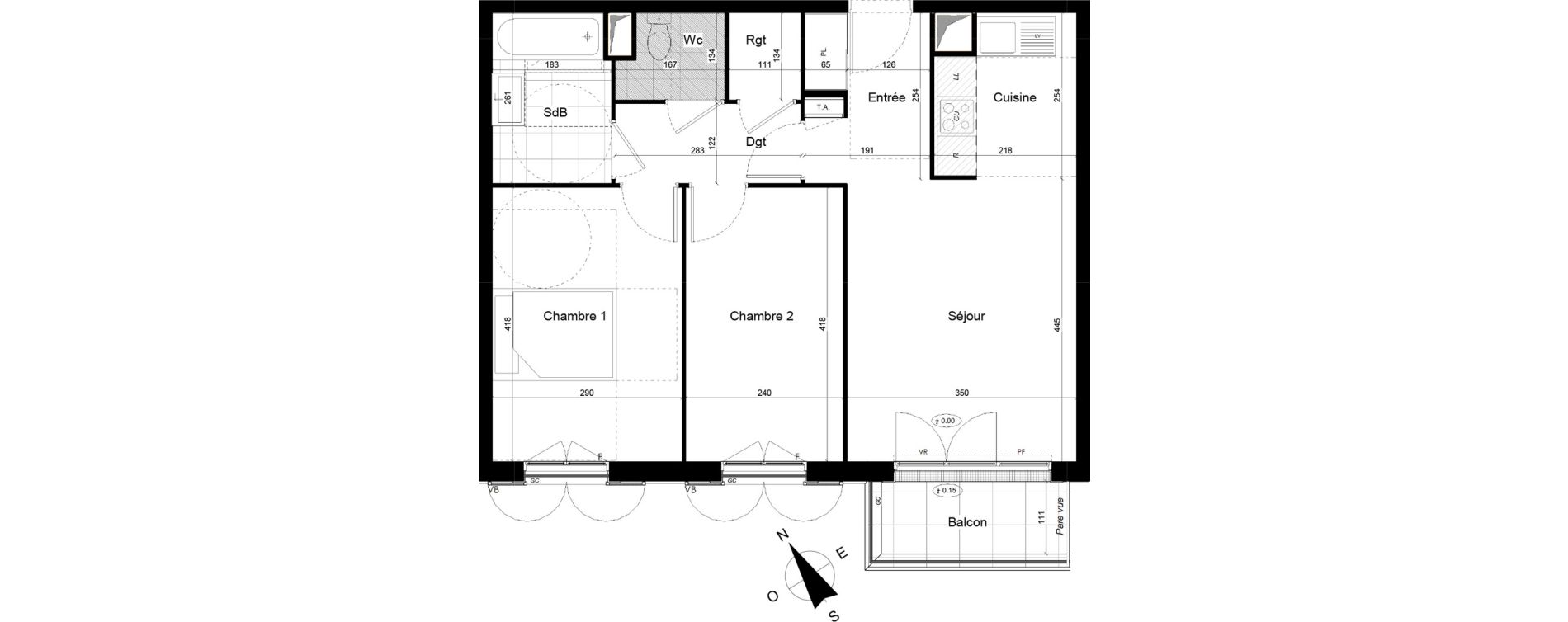 Appartement T3 de 58,46 m2 &agrave; Franconville Mare des noues