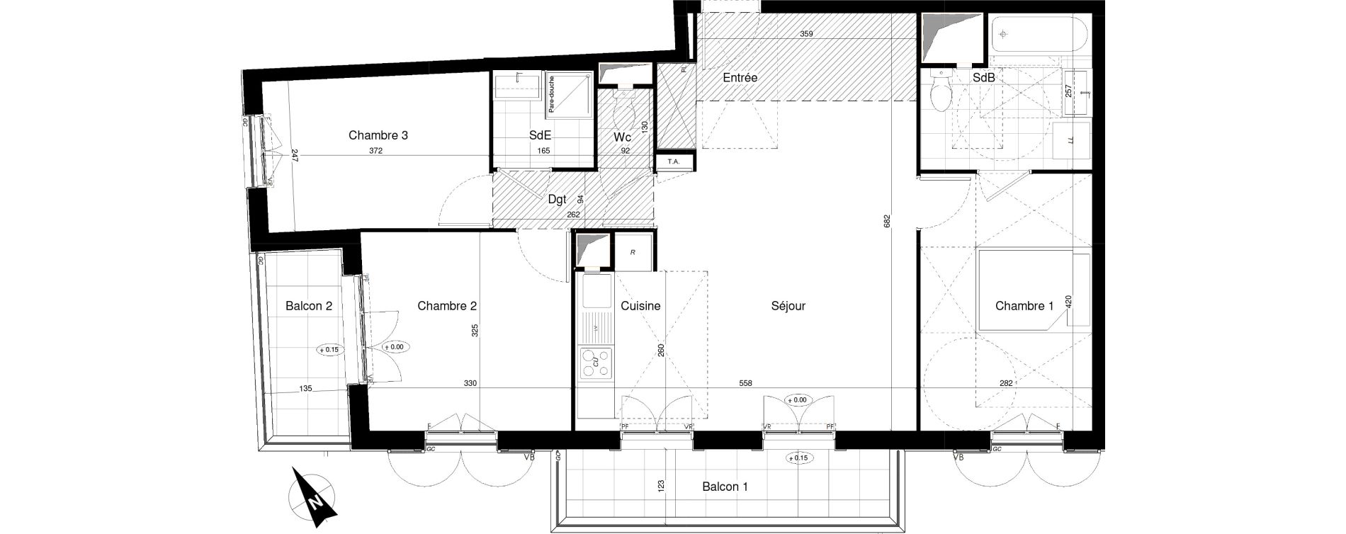 Appartement T4 de 76,56 m2 &agrave; Franconville Mare des noues