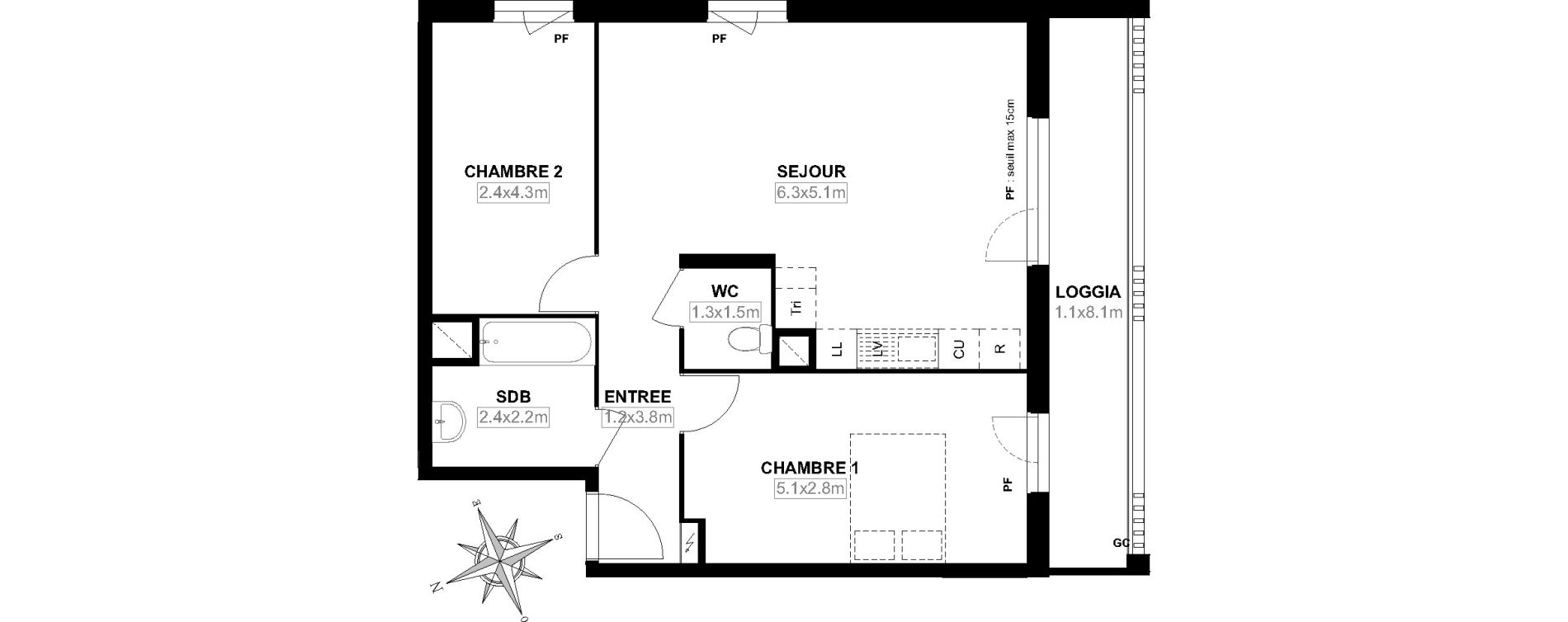 Appartement T3 de 63,94 m2 &agrave; Garges-L&egrave;s-Gonesse Centre