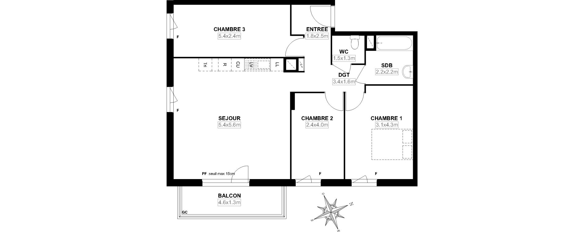 Appartement T4 de 80,40 m2 &agrave; Garges-L&egrave;s-Gonesse Centre