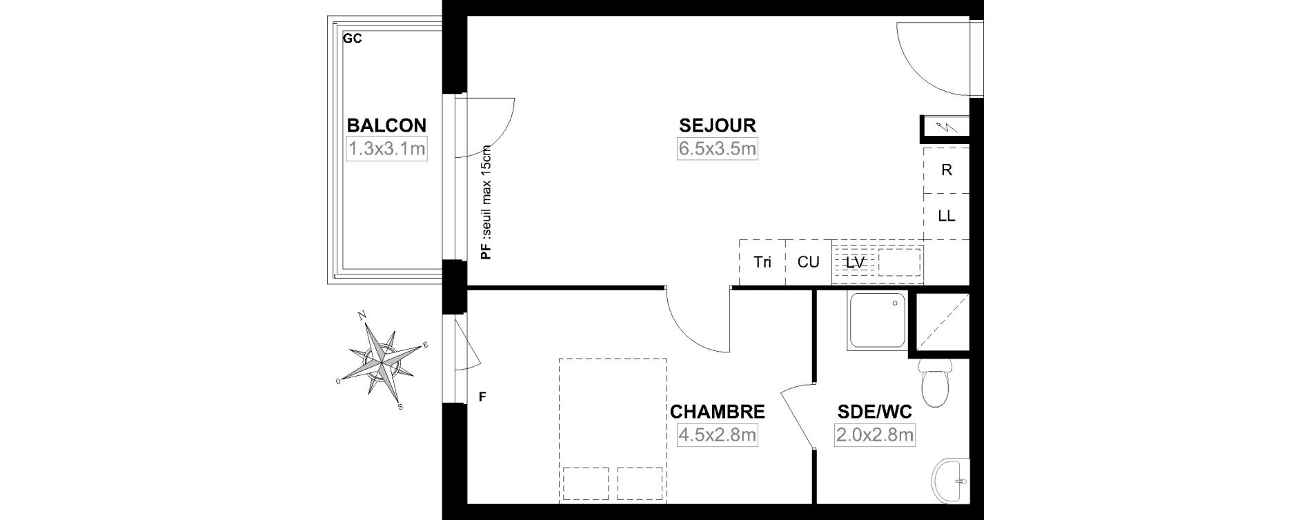 Appartement T2 de 40,17 m2 &agrave; Garges-L&egrave;s-Gonesse Centre