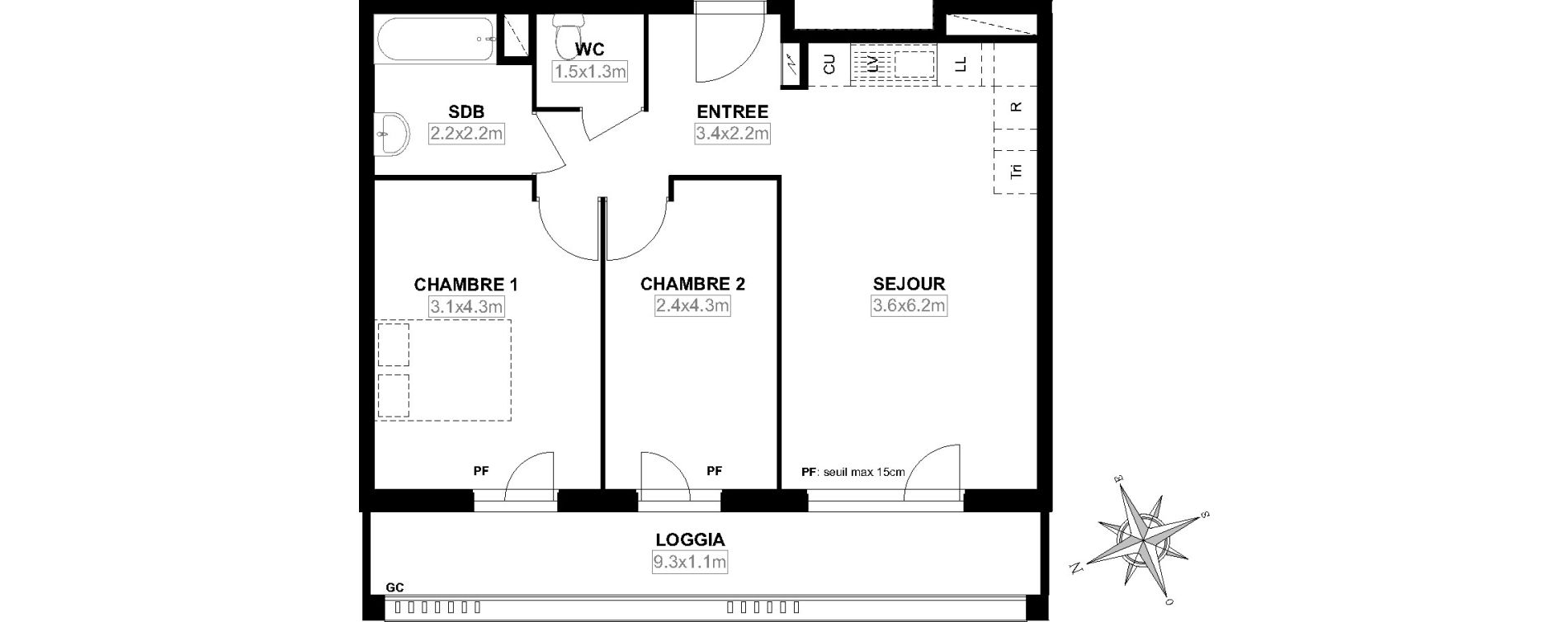Appartement T3 de 57,79 m2 &agrave; Garges-L&egrave;s-Gonesse Centre