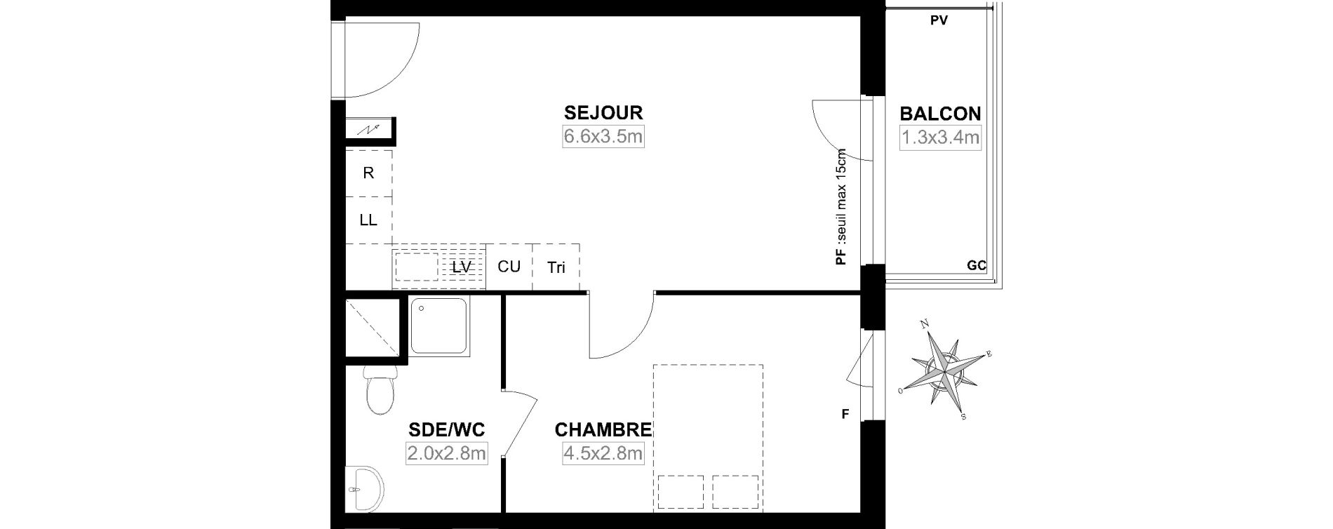 Appartement T2 de 40,61 m2 &agrave; Garges-L&egrave;s-Gonesse Centre
