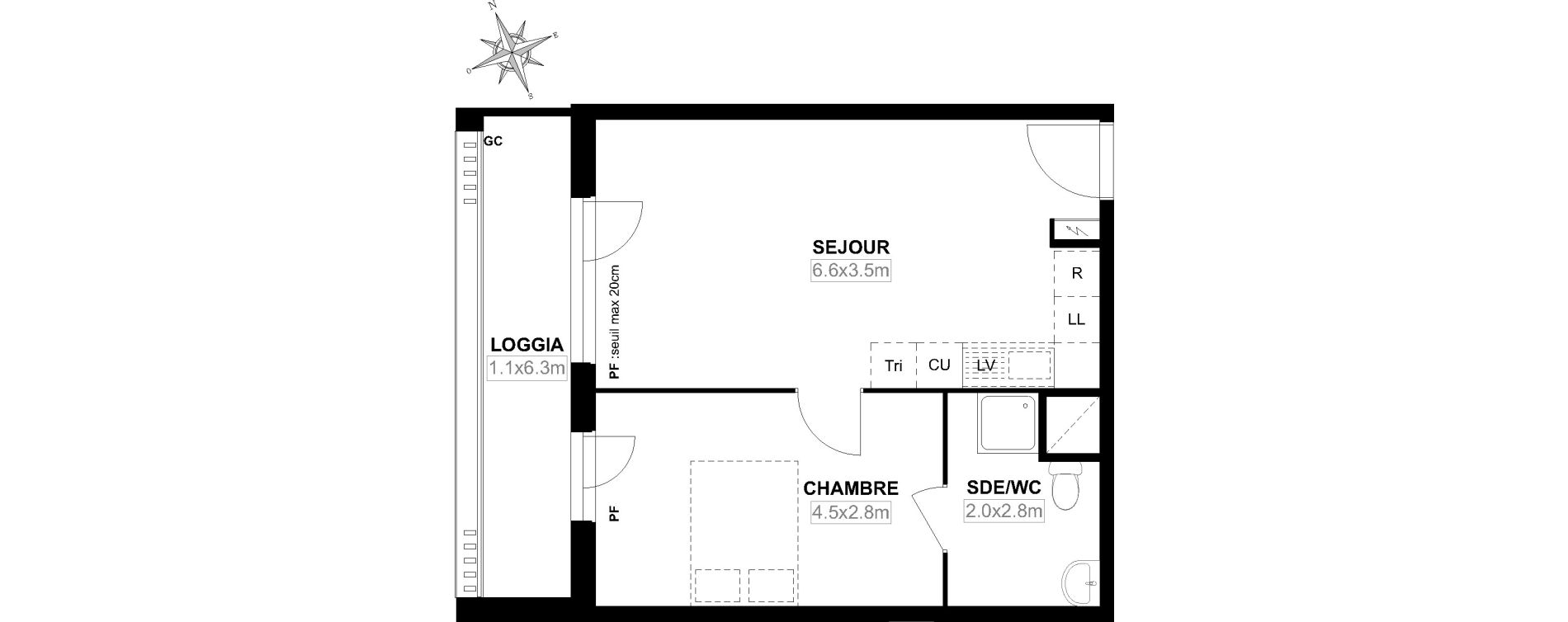 Appartement T2 de 40,61 m2 &agrave; Garges-L&egrave;s-Gonesse Centre