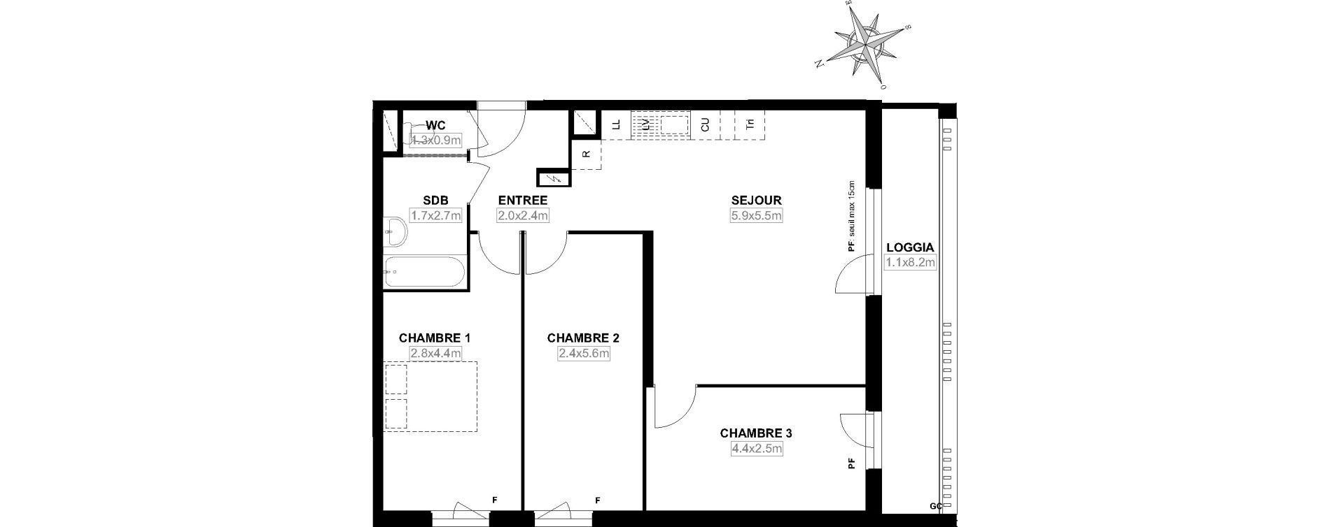 Appartement T4 de 76,08 m2 &agrave; Garges-L&egrave;s-Gonesse Centre