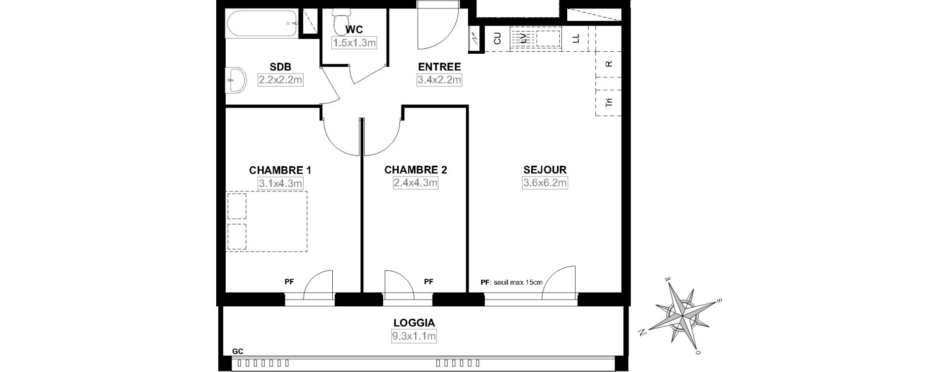 Appartement T3 de 57,79 m2 &agrave; Garges-L&egrave;s-Gonesse Centre