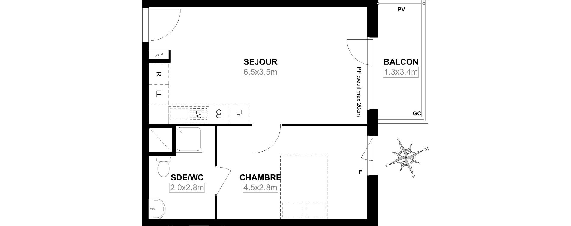 Appartement T2 de 40,30 m2 &agrave; Garges-L&egrave;s-Gonesse Centre