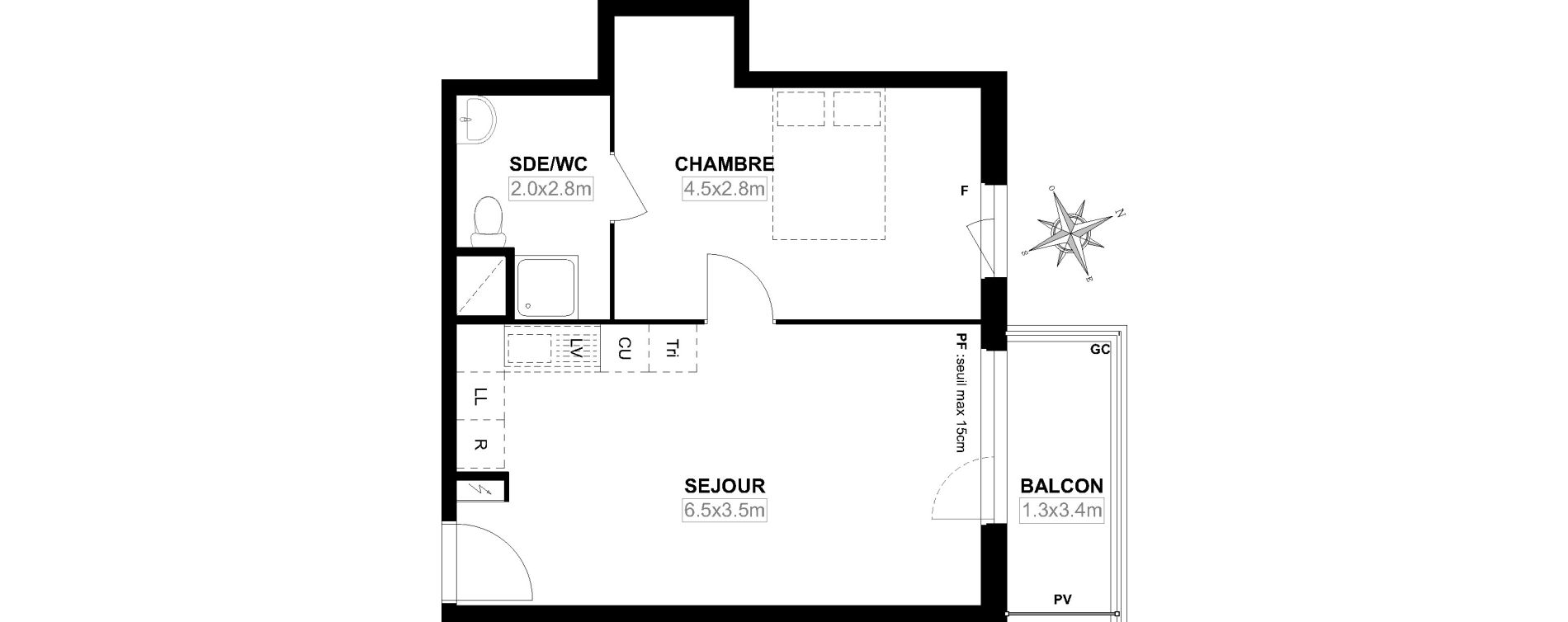 Appartement T2 de 42,17 m2 &agrave; Garges-L&egrave;s-Gonesse Centre
