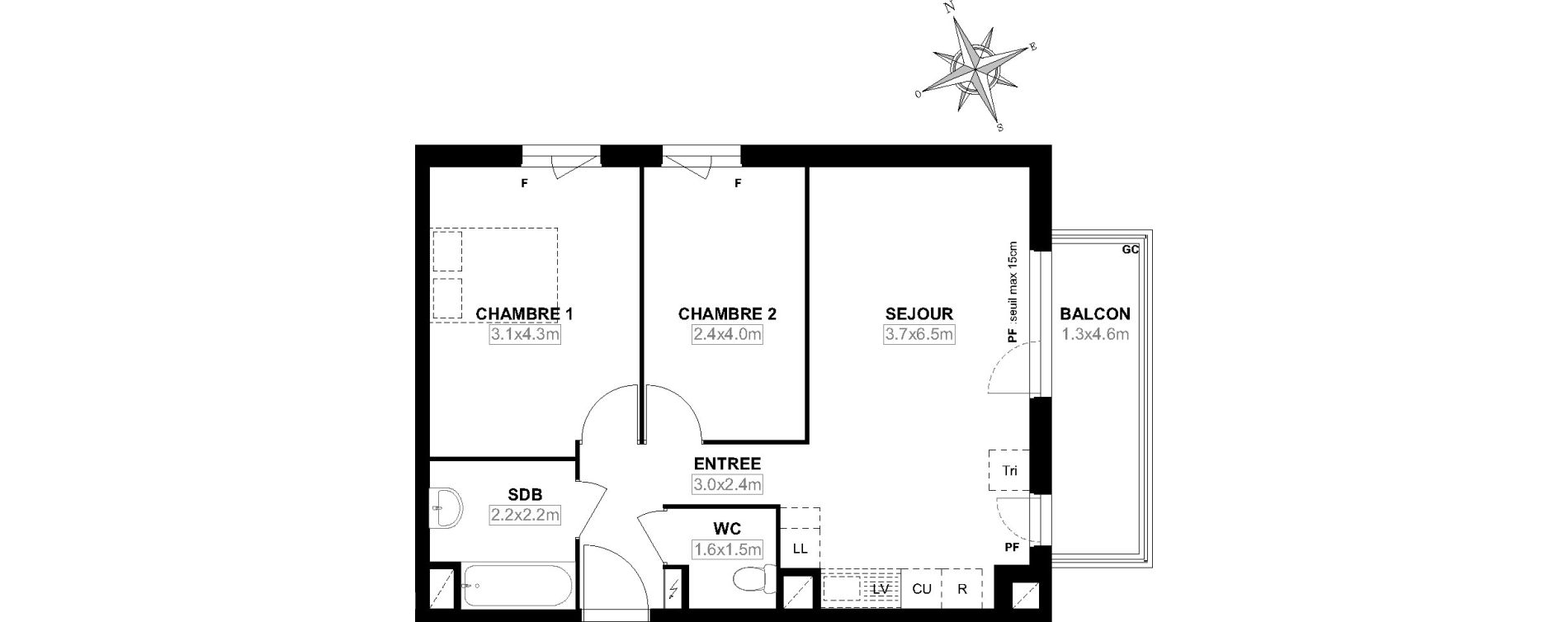 Appartement T3 de 55,95 m2 &agrave; Garges-L&egrave;s-Gonesse Centre