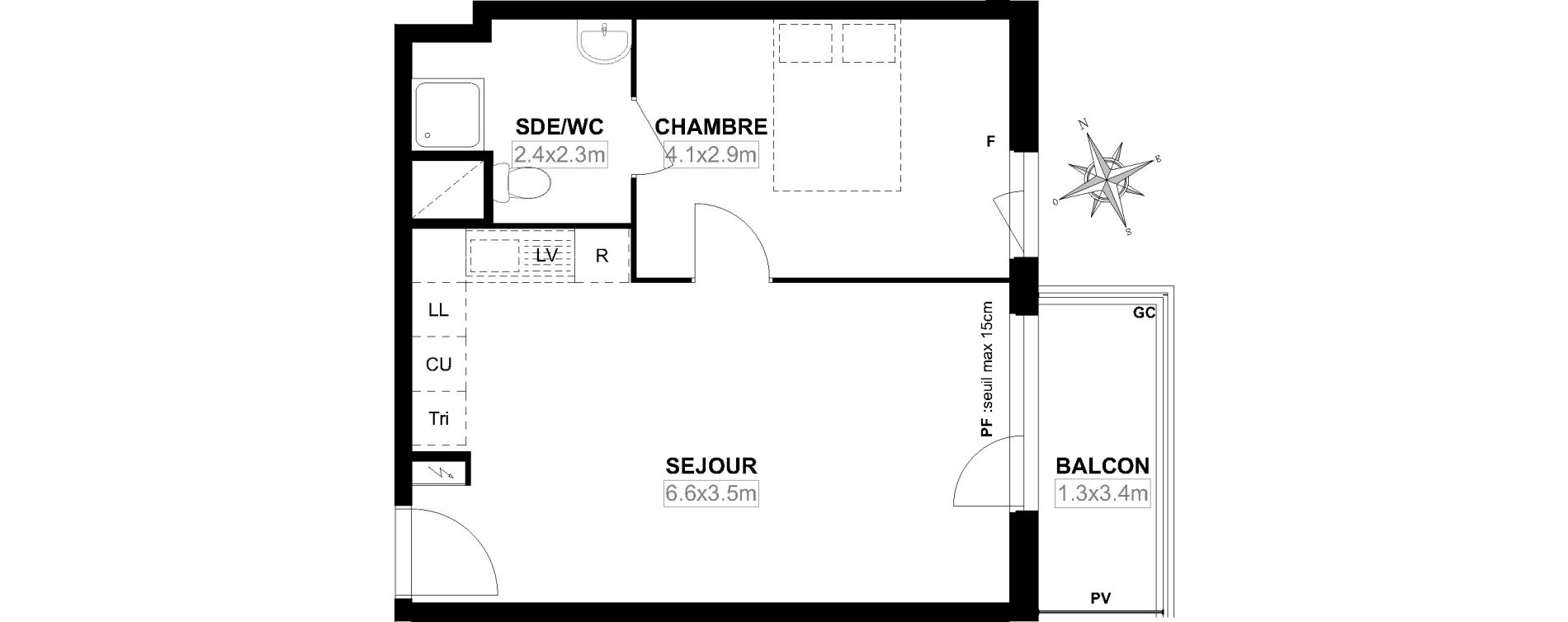 Appartement T2 de 40,90 m2 &agrave; Garges-L&egrave;s-Gonesse Centre