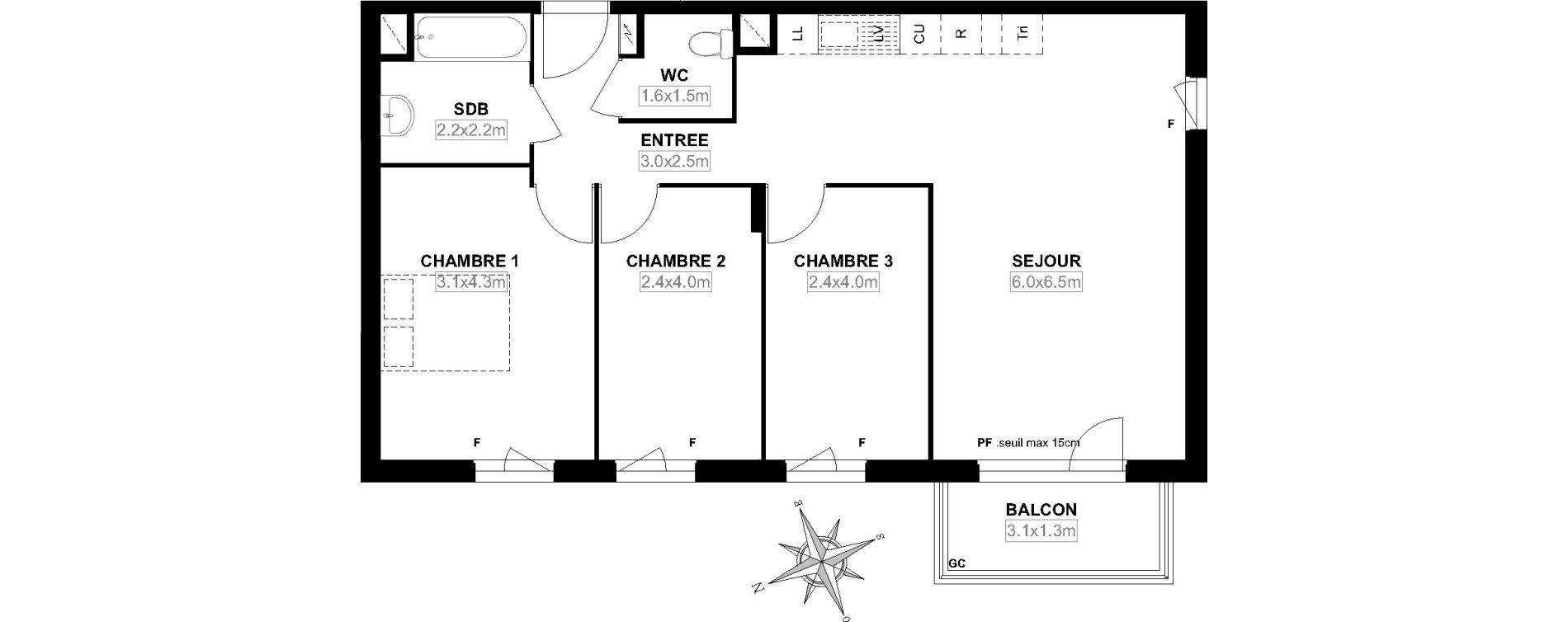 Appartement T4 de 74,96 m2 &agrave; Garges-L&egrave;s-Gonesse Centre