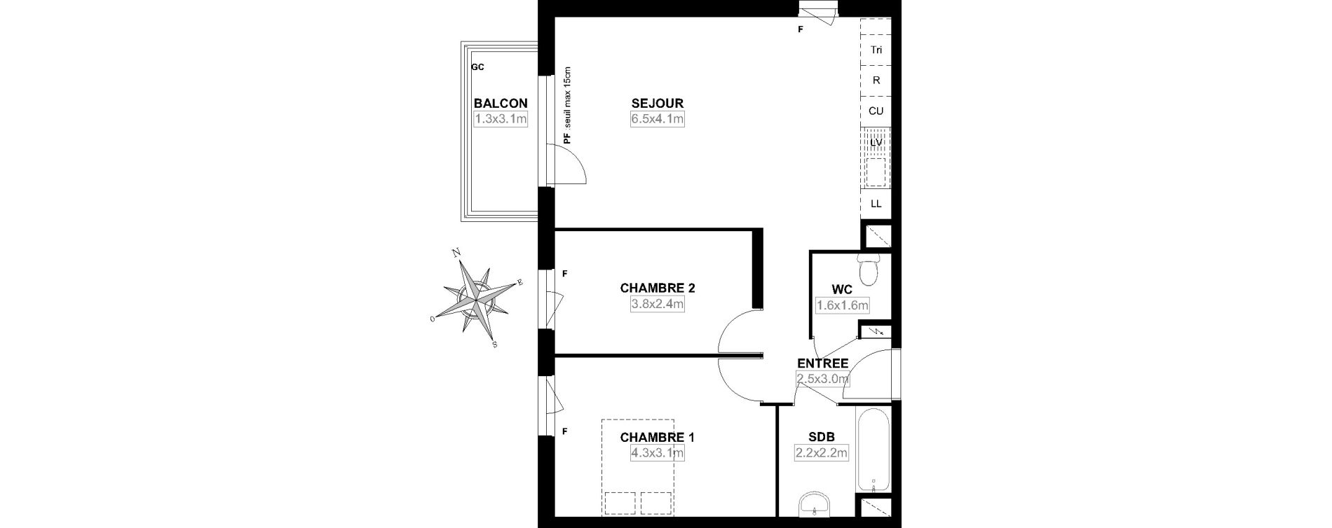 Appartement T3 de 61,56 m2 &agrave; Garges-L&egrave;s-Gonesse Centre