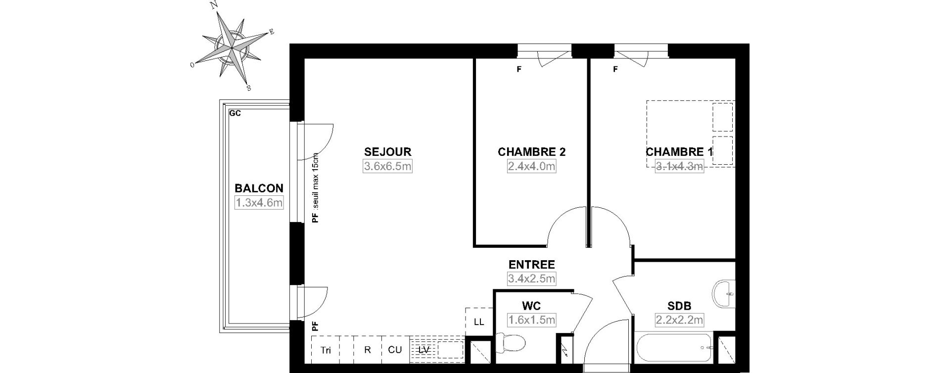 Appartement T3 de 58,57 m2 &agrave; Garges-L&egrave;s-Gonesse Centre