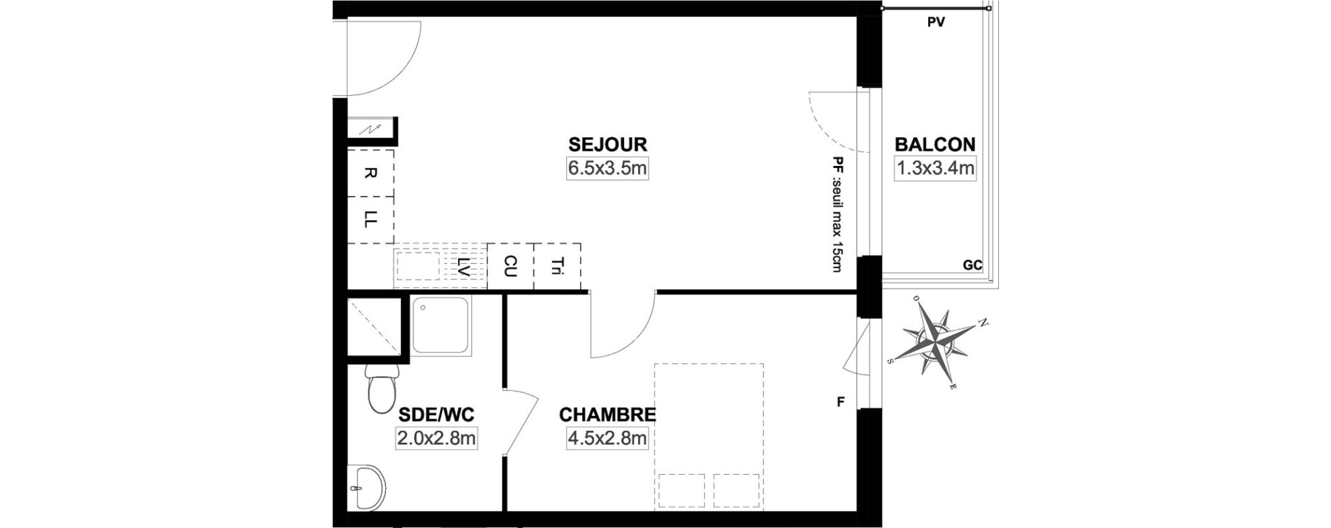 Appartement T2 de 40,30 m2 &agrave; Garges-L&egrave;s-Gonesse Centre