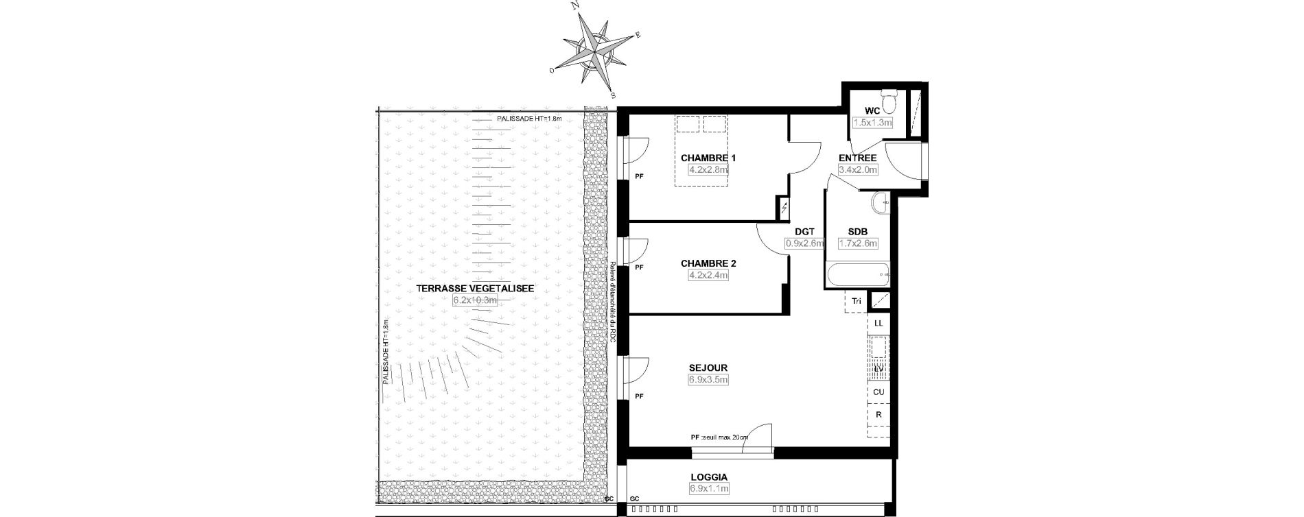 Appartement T3 de 60,96 m2 &agrave; Garges-L&egrave;s-Gonesse Centre