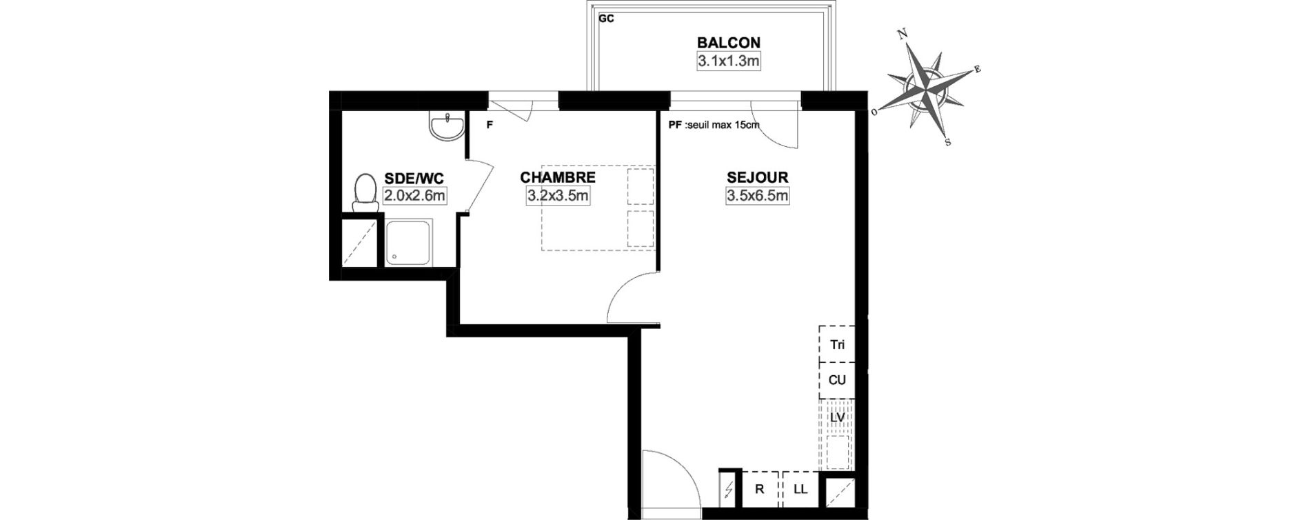Appartement T2 de 37,48 m2 &agrave; Garges-L&egrave;s-Gonesse Centre