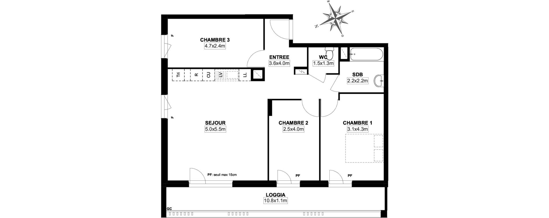 Appartement T4 de 76,74 m2 &agrave; Garges-L&egrave;s-Gonesse Centre