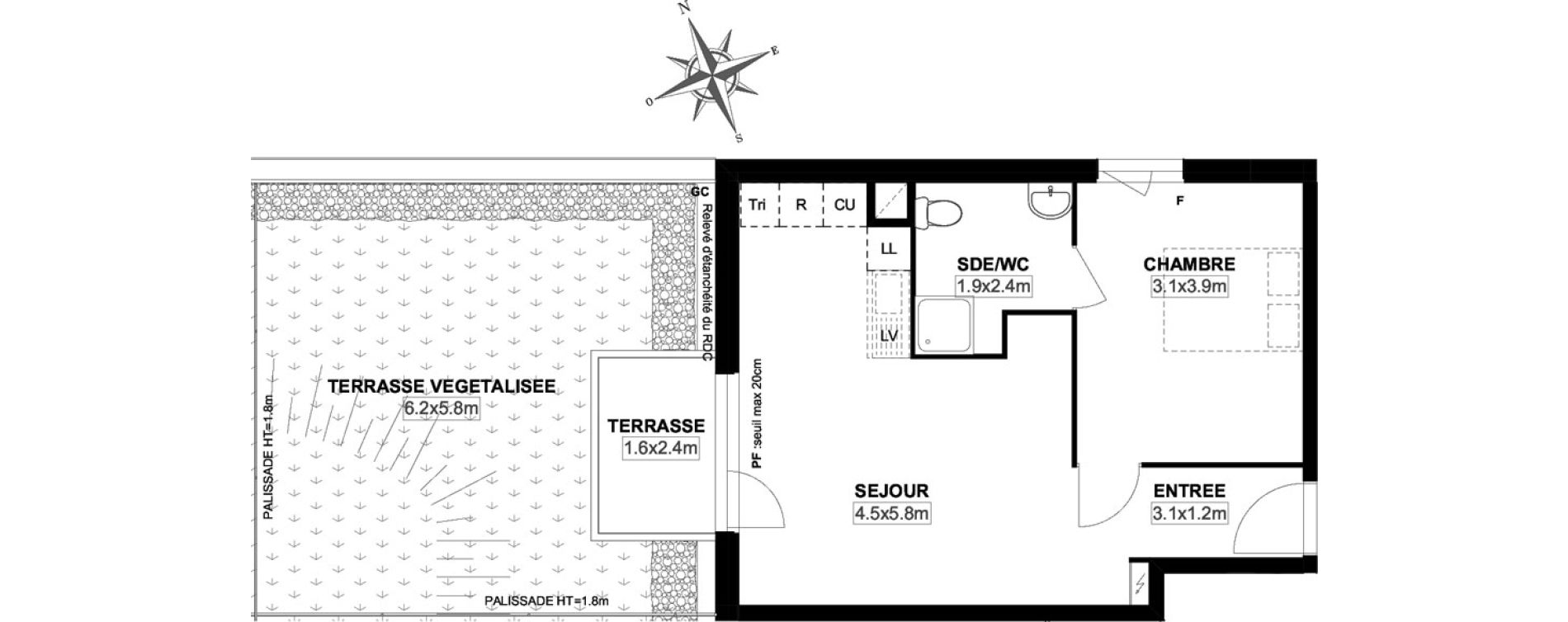 Appartement T2 de 41,99 m2 &agrave; Garges-L&egrave;s-Gonesse Centre